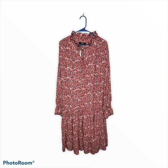 O.P.T. Revolve Pink Floral Long Sleeve Tiered Peasant Maxi Dress Medium NWT - Picture 10 of 16